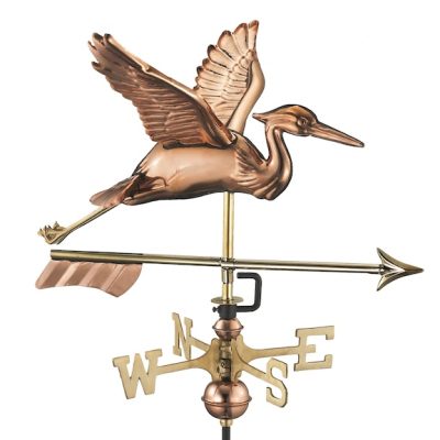 Blue Heron with Arrow Garden Weathervane - Pure Copper w/Garden Pole