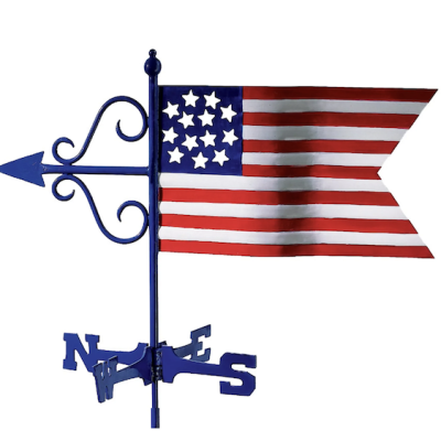 Americana Flag Cottage Weathervane w/Roof Mount