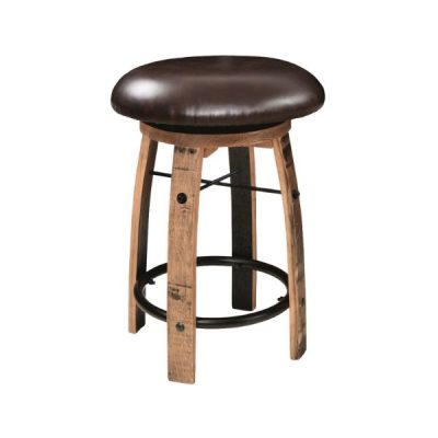 Barrel Bar Stool w/ Cushioned Seat & No Back