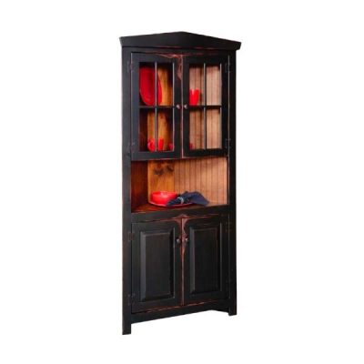 32" Corner Cupboard W/Top Glass Doors